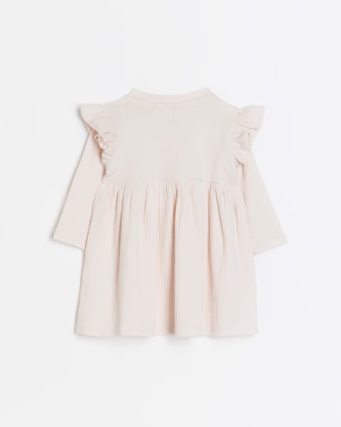 Baby girls pink organic long sleeve dress