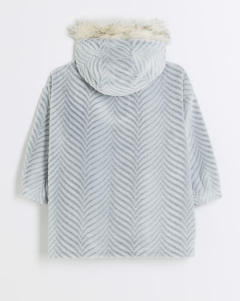 Girls Grey Chevron Cosy Hooded Blanket
