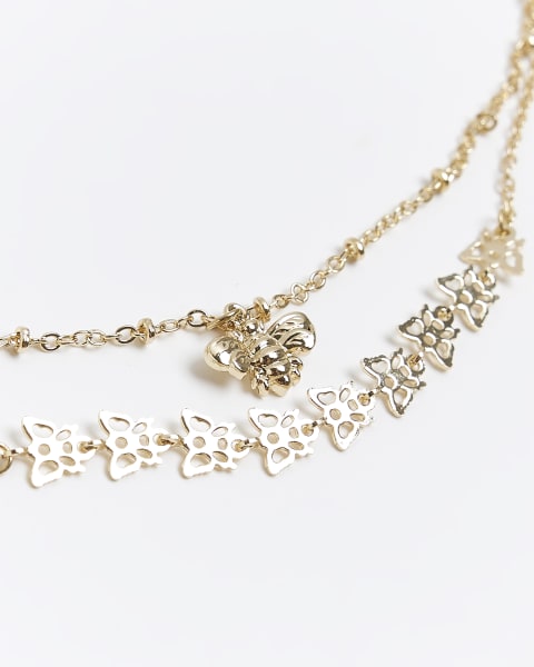 Girls gold coloured bee necklace 2 pack