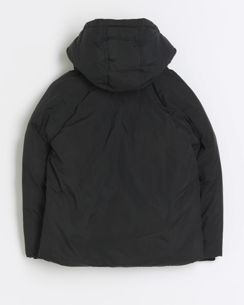 Boys black hooded puffer jacket