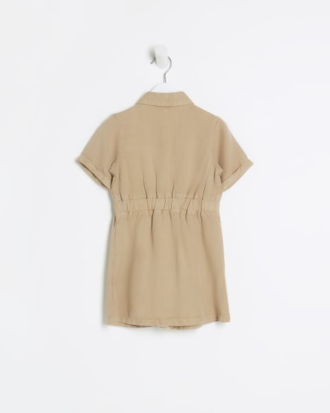 Mini girls Stone Utility Shirt Dress