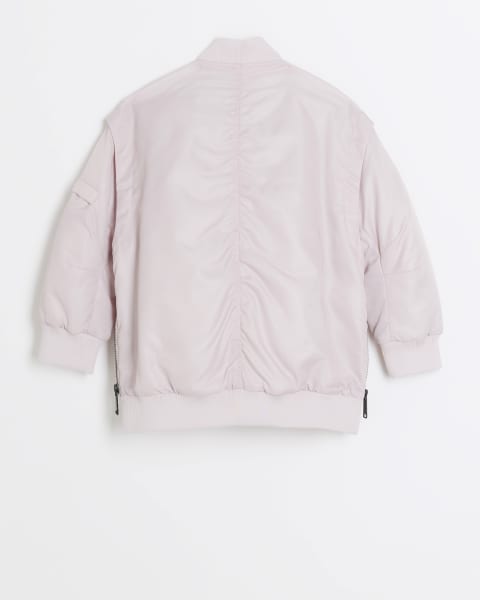 Girls pink nylon bomber jacket
