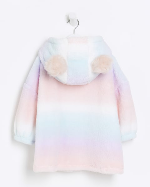 Mini girls pink ombre fluffy hoodie