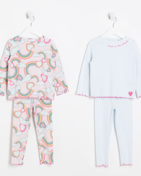 Mini Girls Pink Rainbow Pyjama Multipack