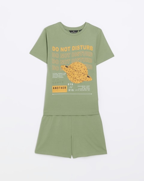 Boys khaki 'Do Not Disturb' pyjama set