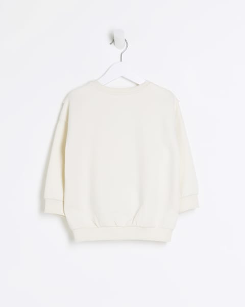 Mini girls ecru frill collar sweatshirt