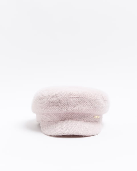 Mini girls pink boucle baker boy hat