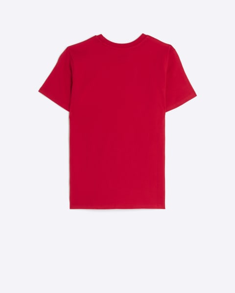 Girls red Paris embossed t-shirt