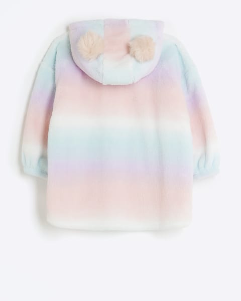 Girls pink ombre fluffy hoodie
