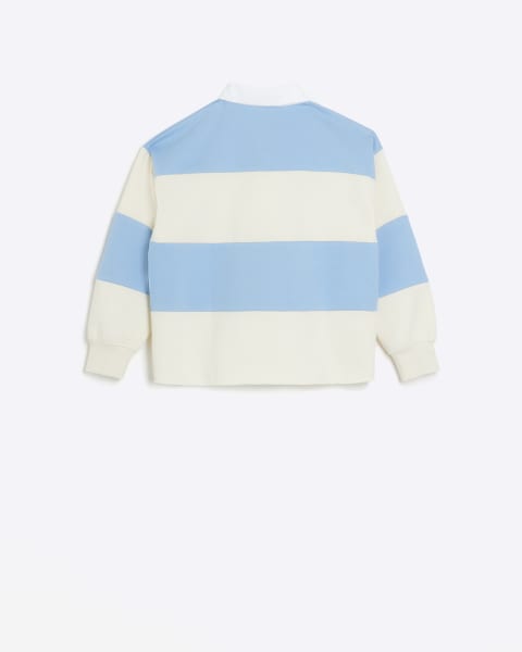 Girls blue striped collared sweatshirt