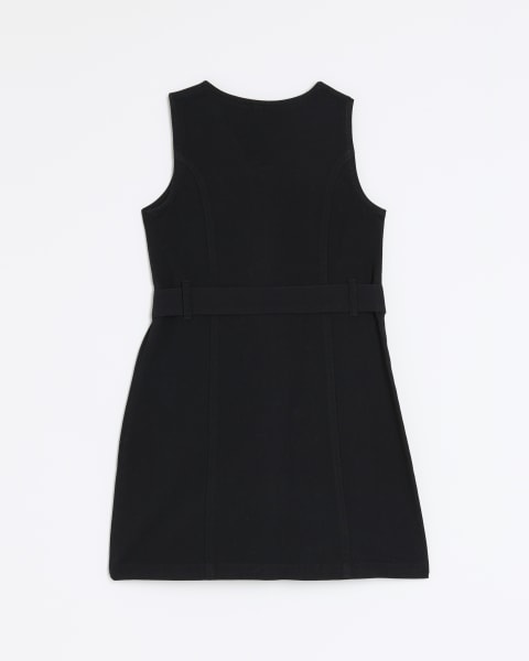 Girls black zip up utility dress