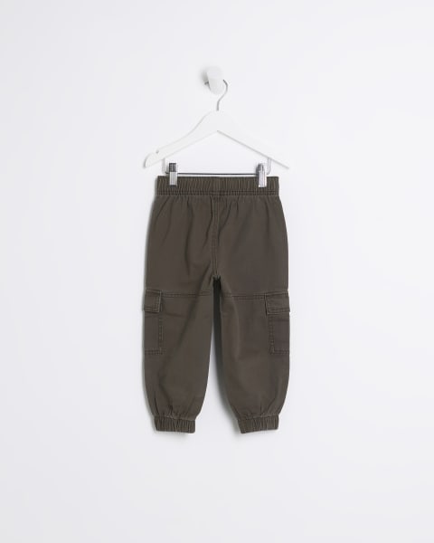 Mini girls khaki cargo cuffed trousers