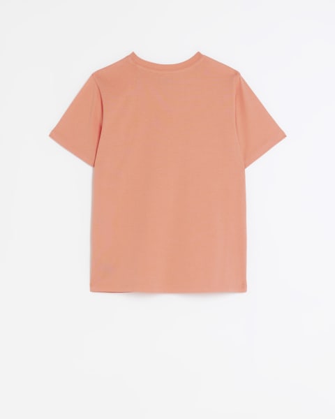Coral plain short sleeve t-shirt