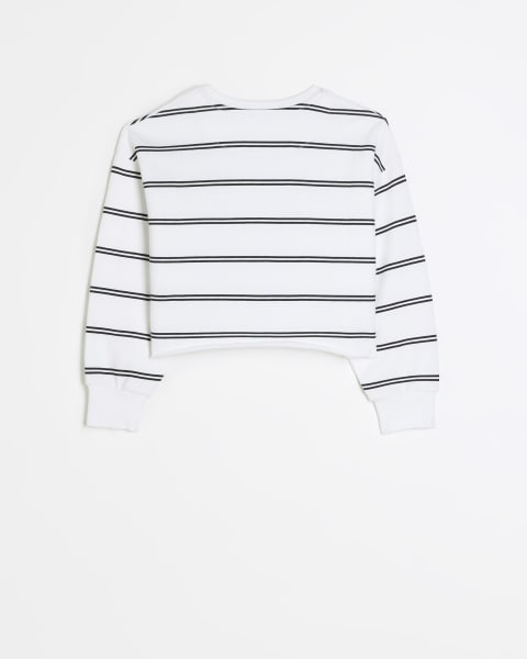 Girls white striped sweatshirt