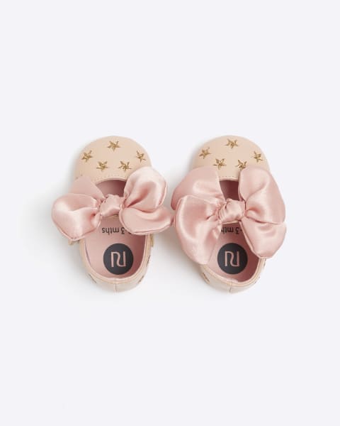 Baby girls pink star bow shoes