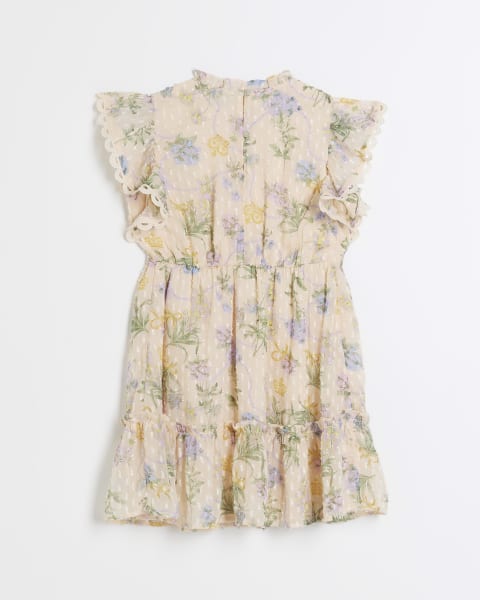 Girls pink chiffon floral dress