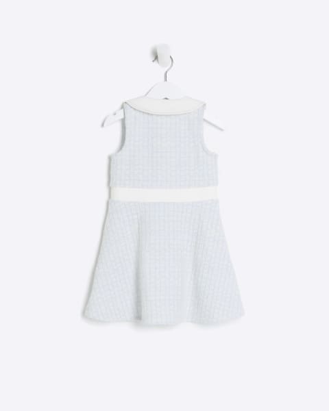 Mini girls Blue Boucle shirt Dress