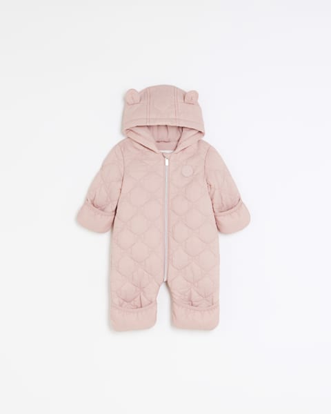 Baby girls pink hooded snowsuit