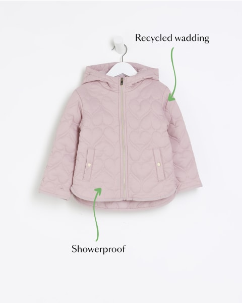 Mini girls pink heart padded jacket