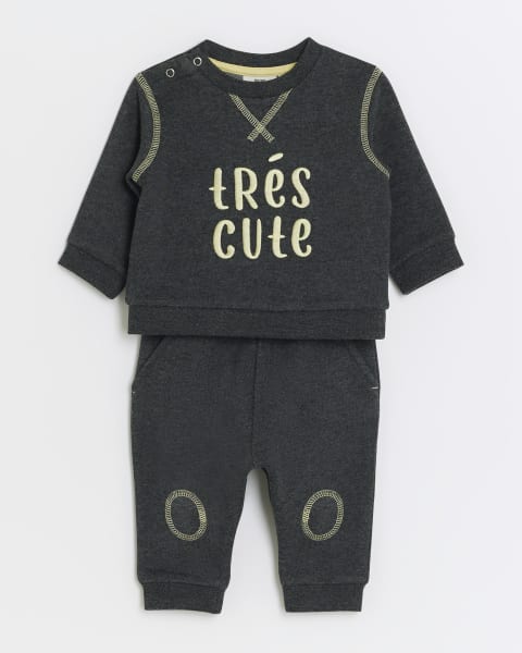 Baby grey Tres Cute sweat and joggers set