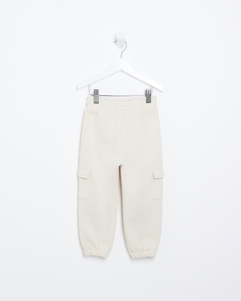 Mini Girls Cream Cargo Joggers