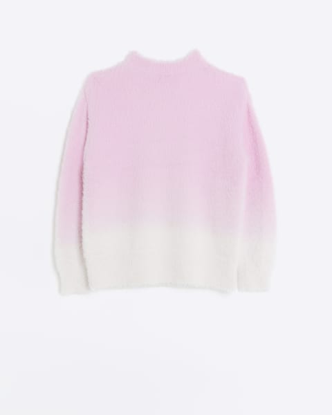 Girls pink ombre fluffy jumper