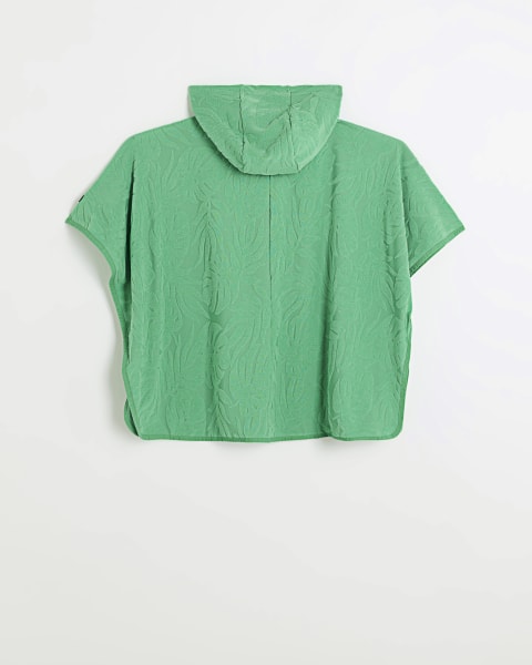 Boys green embossed towelling poncho