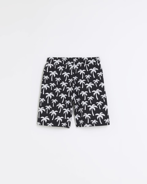 Boys black palm tree shorts
