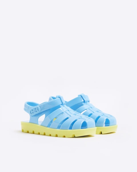 Mini boys blue rubber velcro jelly sandals