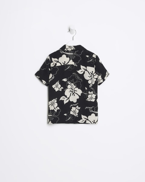 Mini boys floral collared shirt
