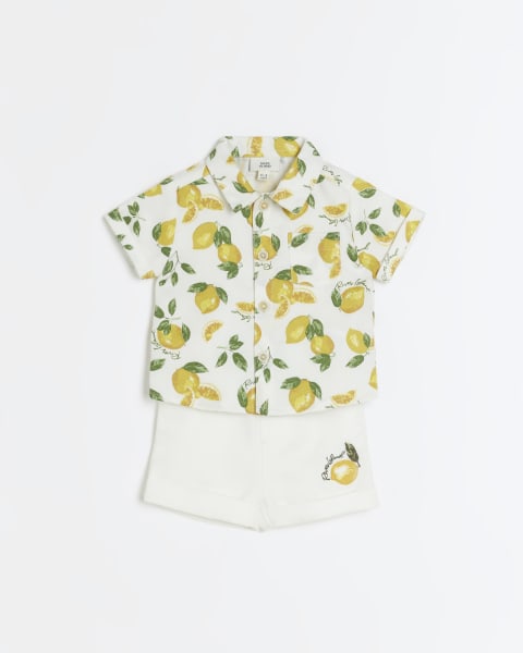 Baby boys yellow lemon shirt and shorts set