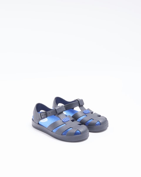 Boys black caged jelly sandals