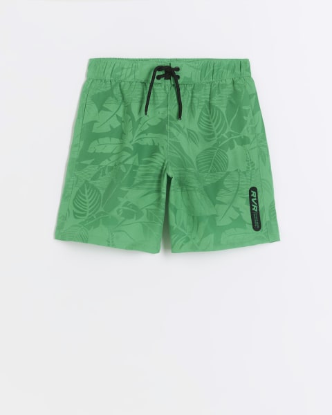 Boys Green Print Reveal Swim Shorts
