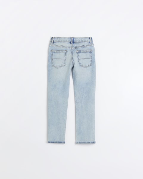 Boys blue light wash ripped slim fit Jeans