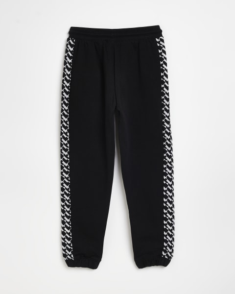 Girls Black ELLE Logo Stripe Joggers