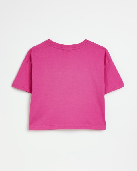 Girls Pink ELLE Logo Cropped T-shirt