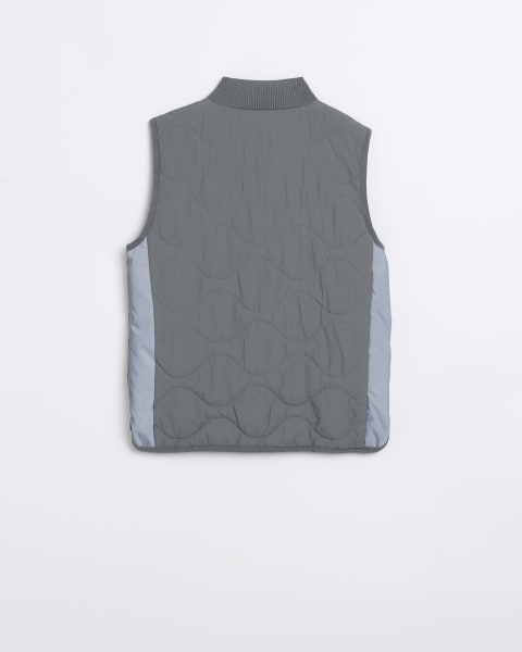 Boys green quilted contrast gilet