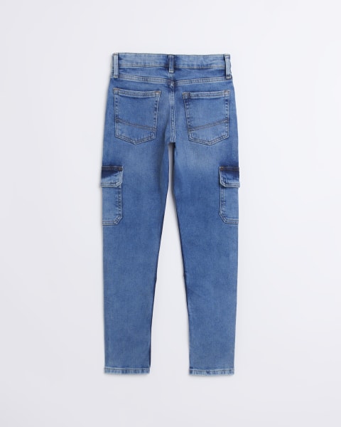 Boys Blue Denim Cargo Pocket Skinny Jeans