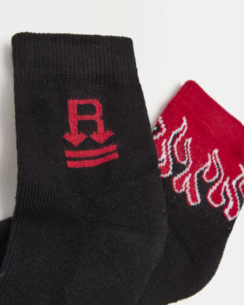 Mini boys Red Flame print Socks 2 pack