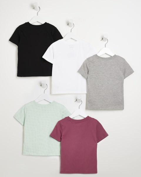 Mini Boys black multi colour t-shirts 5 pack
