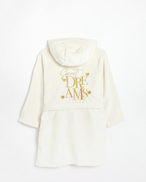Girls cream Sweet Dreams Hooded Dressing Gown