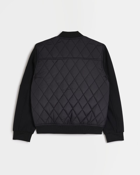 Boys Black Quilted Zip Up Jacket