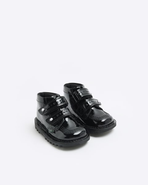 Mini girls black Kickers leather patent shoes