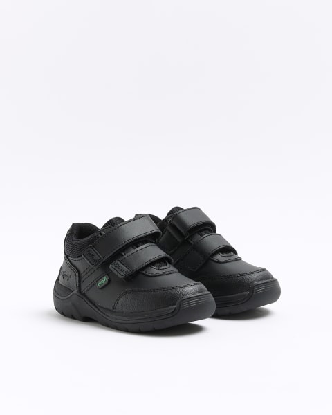 Boys black Kickers velcro strap shoes