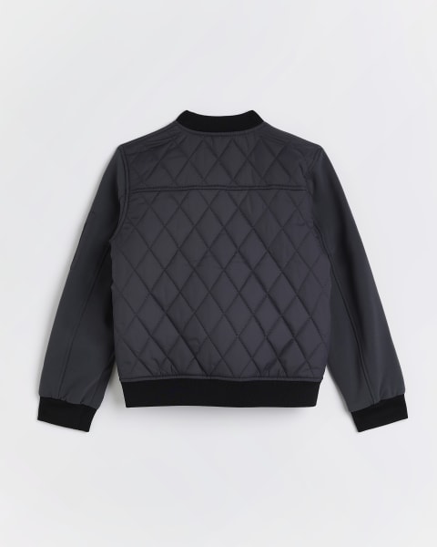 Boys Grey Quilted bomber Jacket