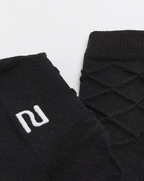 Mini boys black textured smart socks 2 pack