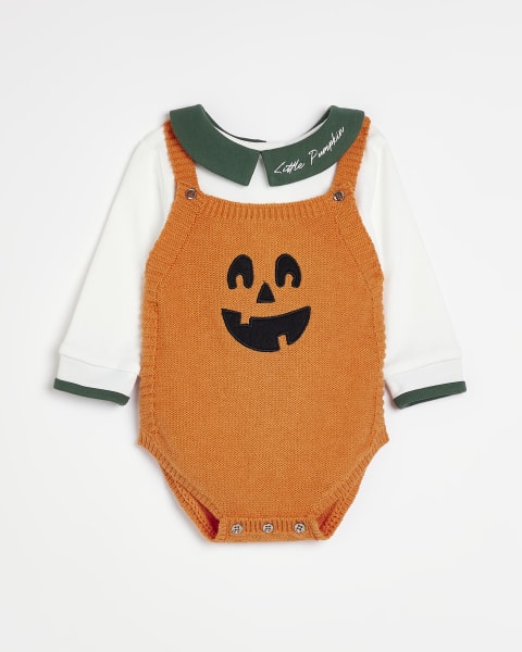 Baby Orange Pumpkin halloween Romper Outfit