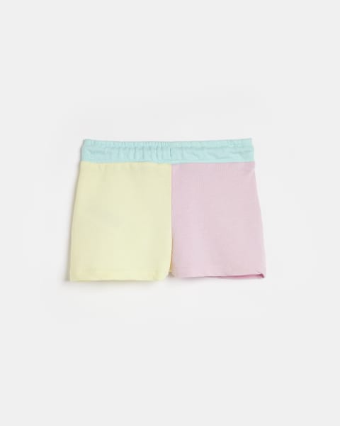 Girls Pink ELLE Pastel Block Shorts
