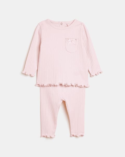 Baby Girls Pink Long Sleeve Organic Rib Set