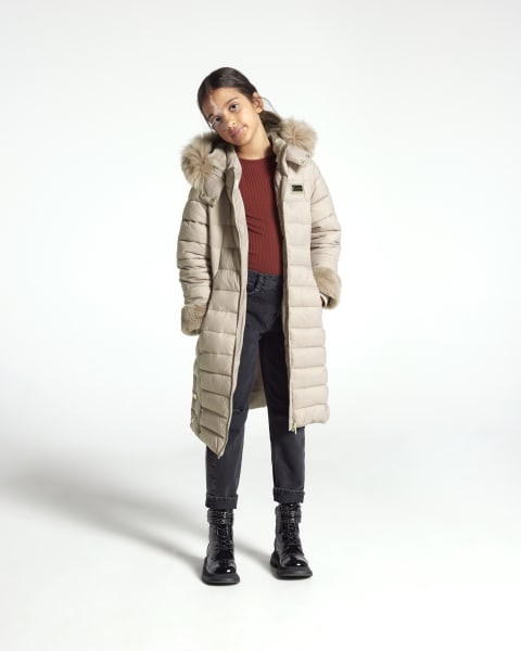 Women's Puffer Padded Coat With Fur Hood And Belt Black Outerwear